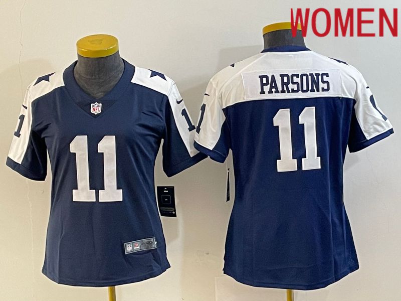 Women Dallas Cowboys #11 Parsons Blue 2023 Nike Vapor Limited NFL Jersey style 3->youth nfl jersey->Youth Jersey